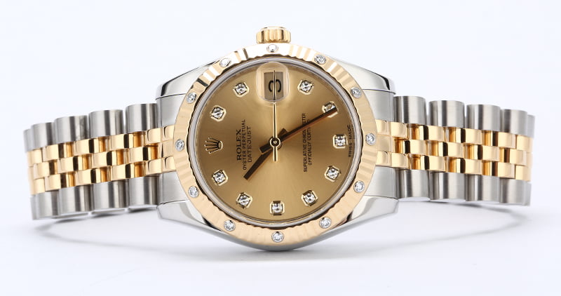 Mid-Size Rolex Datejust 178273 Diamond Dial & Bezel