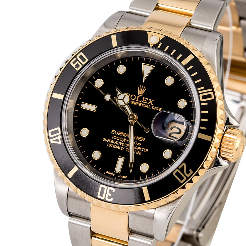 Rolex Submariner 16613 with Gold Thru Clasp