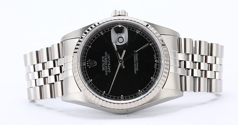 Rolex Datejust 16234 Black Dial Steel Jubilee