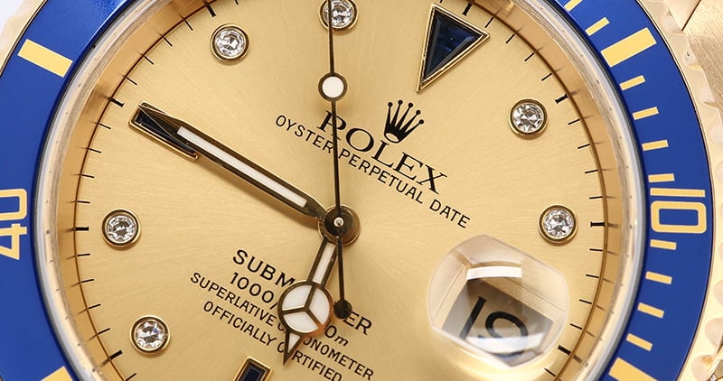 Rolex Submariner 16618 Champagne Serti Dial