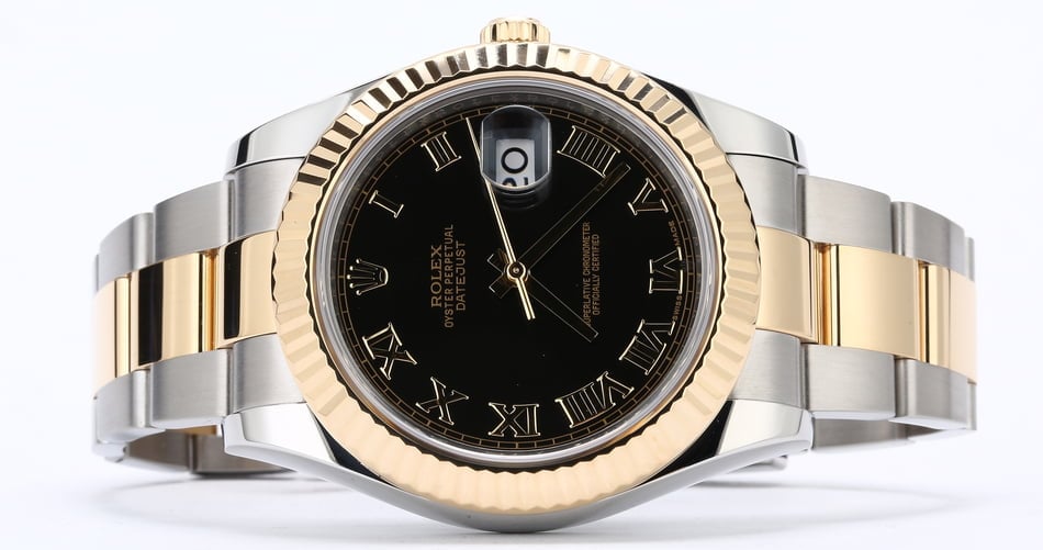 Two Tone Rolex Datejust 116333 Black Roman Dial