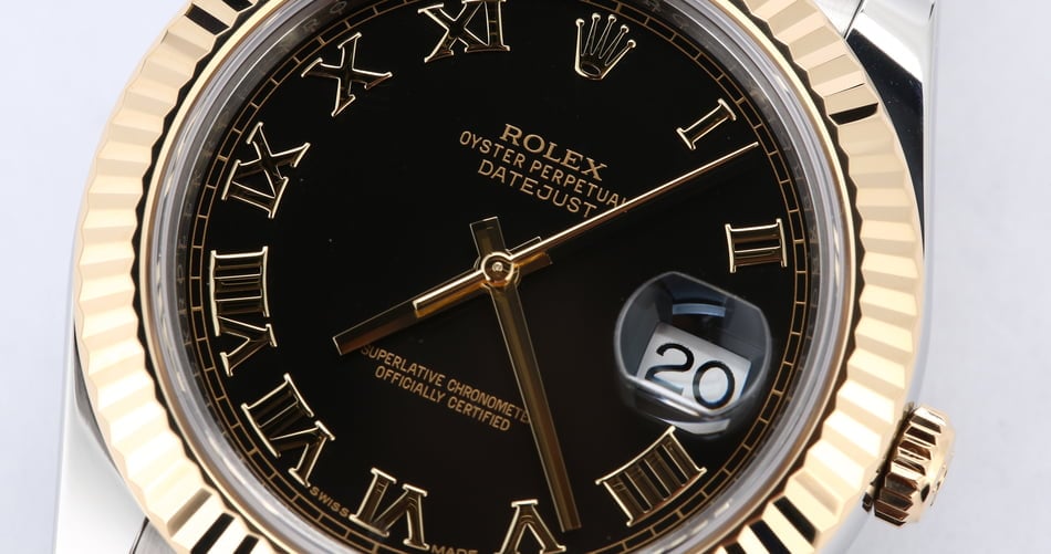 Two Tone Rolex Datejust 116333 Black Roman Dial