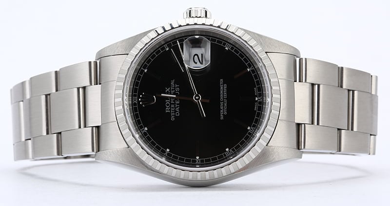 Rolex Datejust 16220 Black Dial Steel Oyster