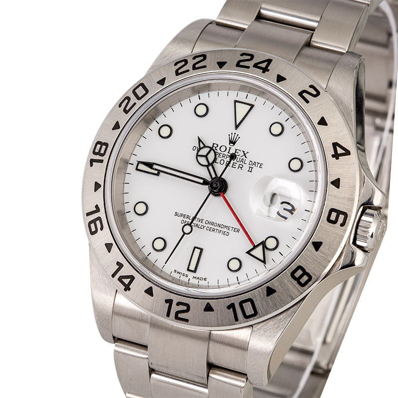 Rolex Explorer II Ref 16570 White Dial Steel Oyster