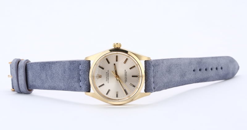 Rolex Oyster Perpetual 1002 Silver Dial with Yellow Gold Case