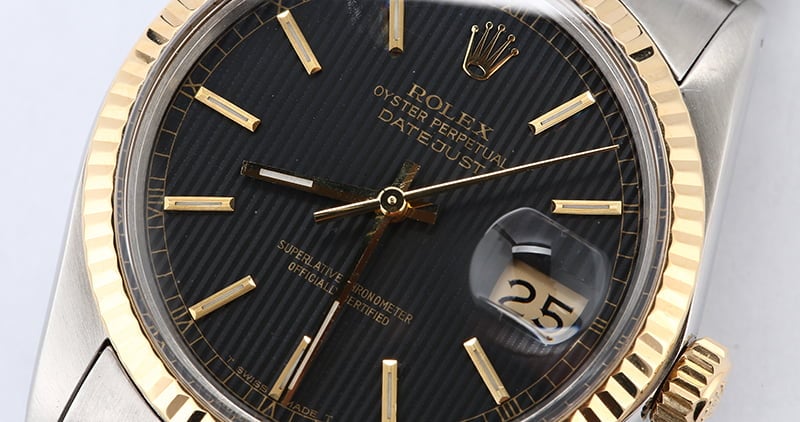 Used Rolex Datejust 16013 Black Tapestry Dial