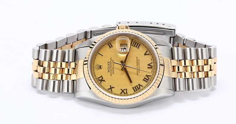 Rolex Datejust 16233 Champagne Pyramid Dial