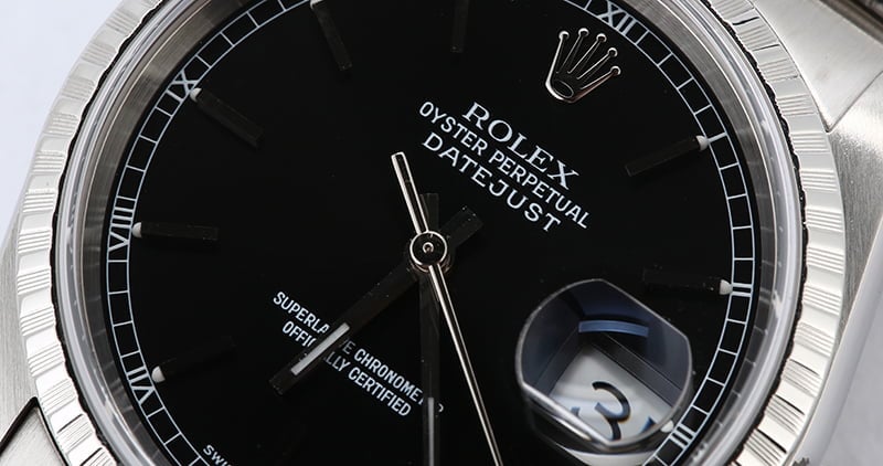 Rolex Datejust 16220 Steel Jubilee Black Dial