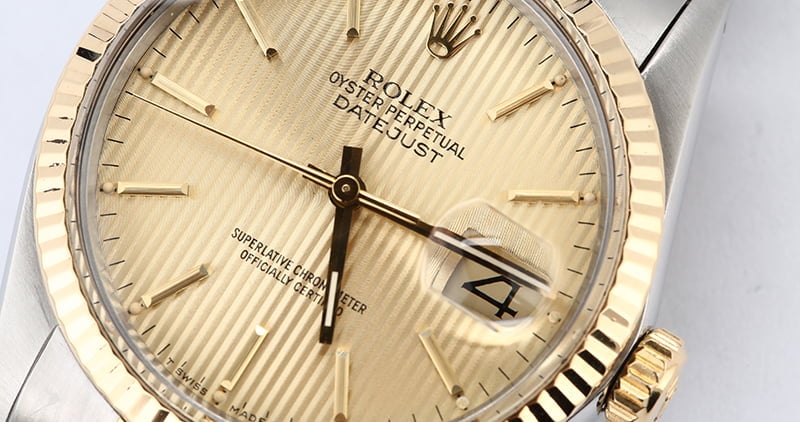 Two Tone Rolex Datejust 16013 Tapestry Dial