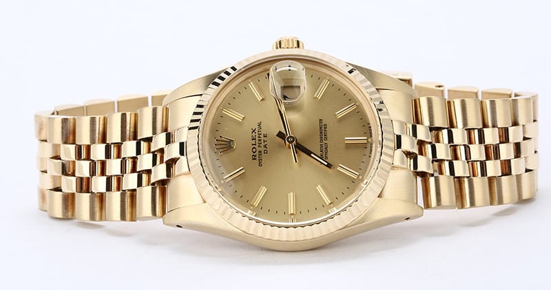 Certified Rolex Date 15037 Yellow Gold Jubilee