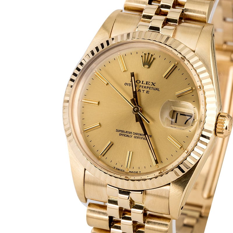 Certified Rolex Date 15037 Yellow Gold Jubilee