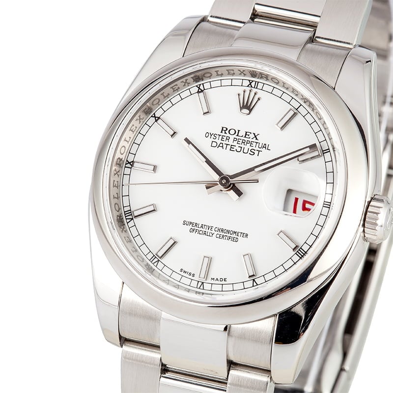 Rolex Datejust 116200 White Dial with Factory Stickers