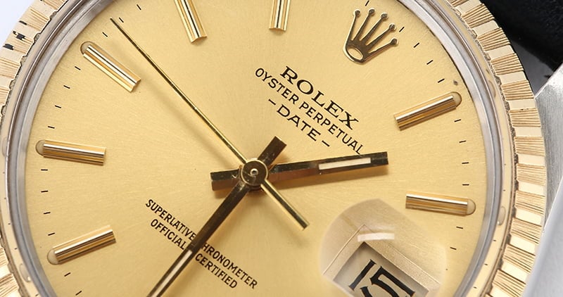 Rolex Date 15053 Champagne w/ Leather