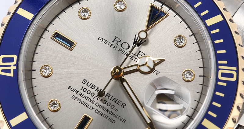 Rolex Submariner 16613 Serti Diamond & Sapphire Dial