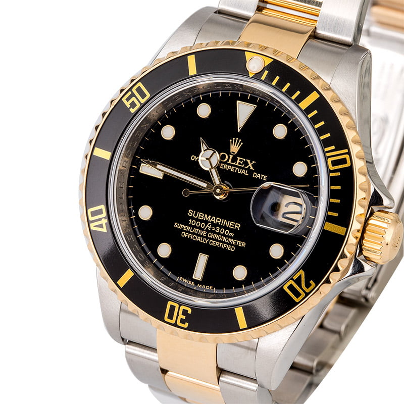 Rolex Submariner 16613 Serial Engraved with Gold-Thru Clasp