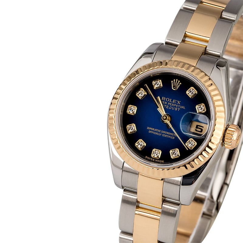 Rolex Datejust 179173 Blue Vignette Diamond Dial