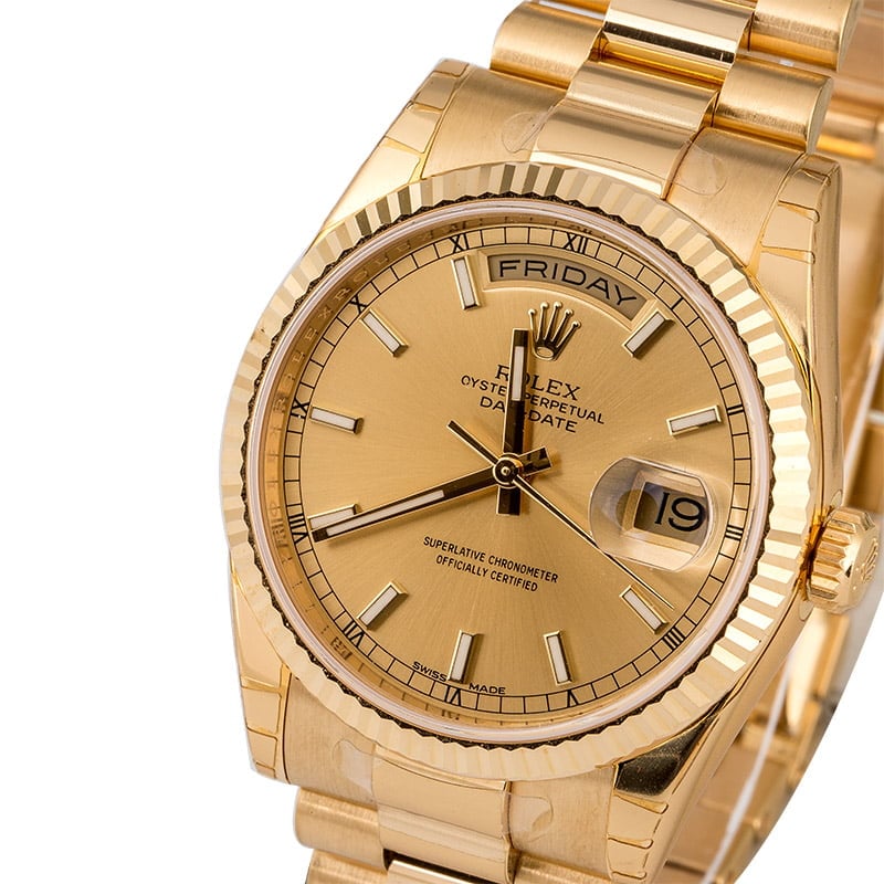 Unworn Rolex Day-Date 118238 Yellow Gold President