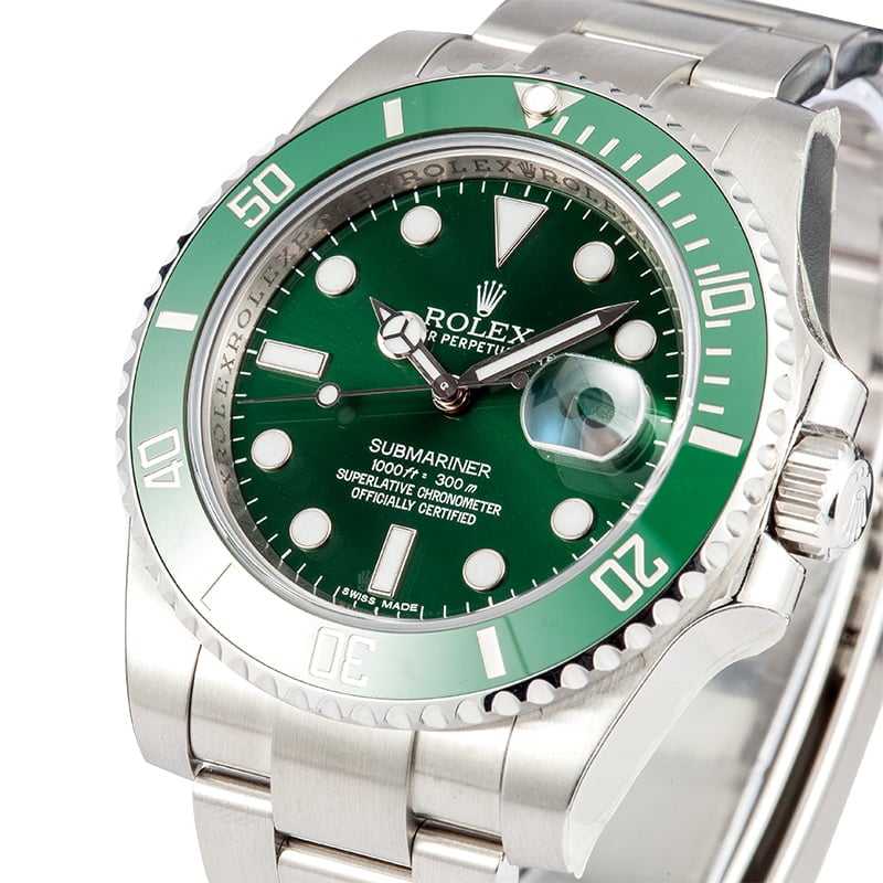 Rolex Submariner Hulk Steel Green Dial /Bezel Ceramic Watch B/P '13 116610LV