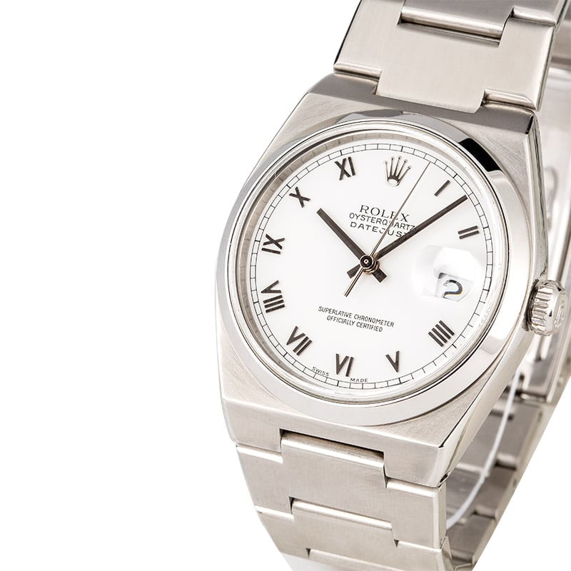 Steel Rolex OysterQuartz 17000 White Roman Dial