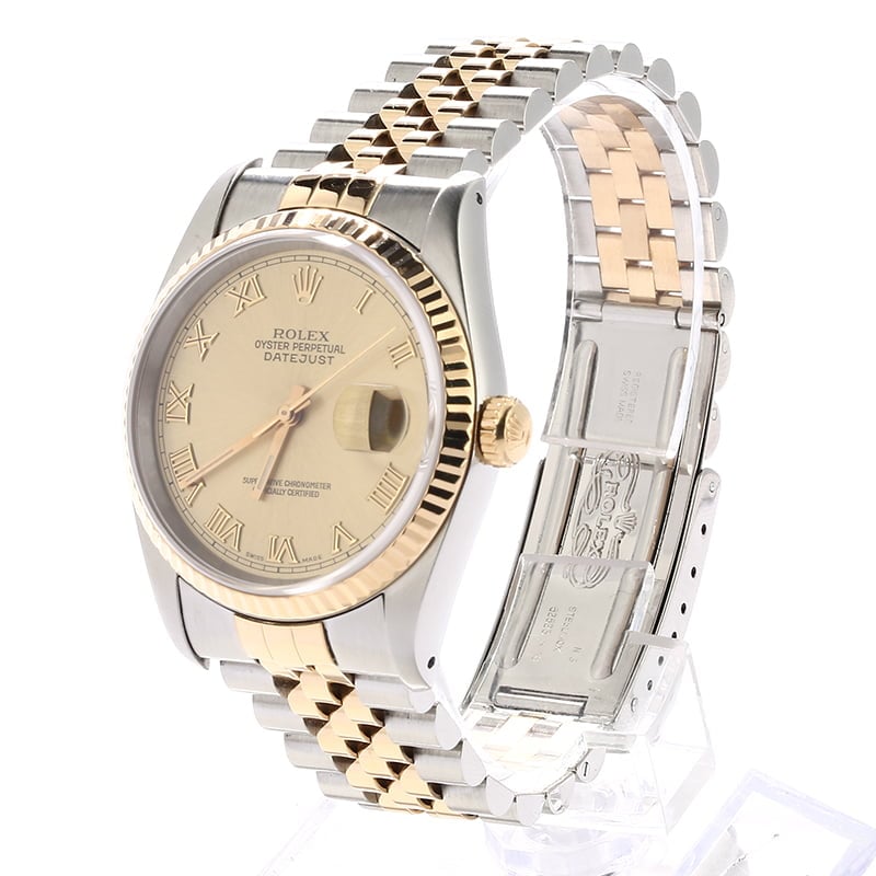 Rolex Datejust 16233 Champagne Roman Dial Two Tone Watch