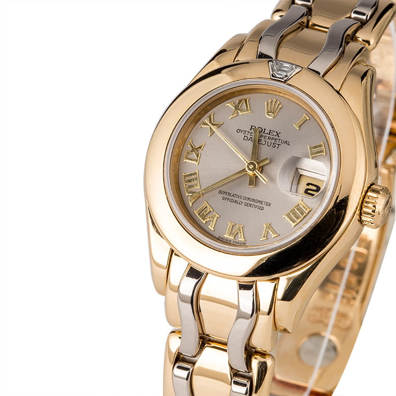 Rolex Ladies Pearlmaster 69328 White and Yellow Gold