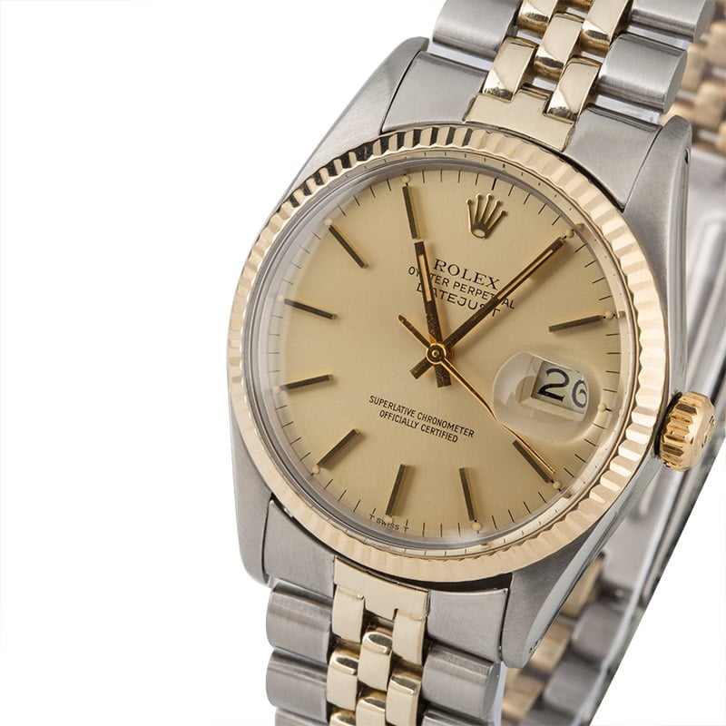 PreOwned Rolex Datejust 16013 Two Tone Jubilee Champagne Dial