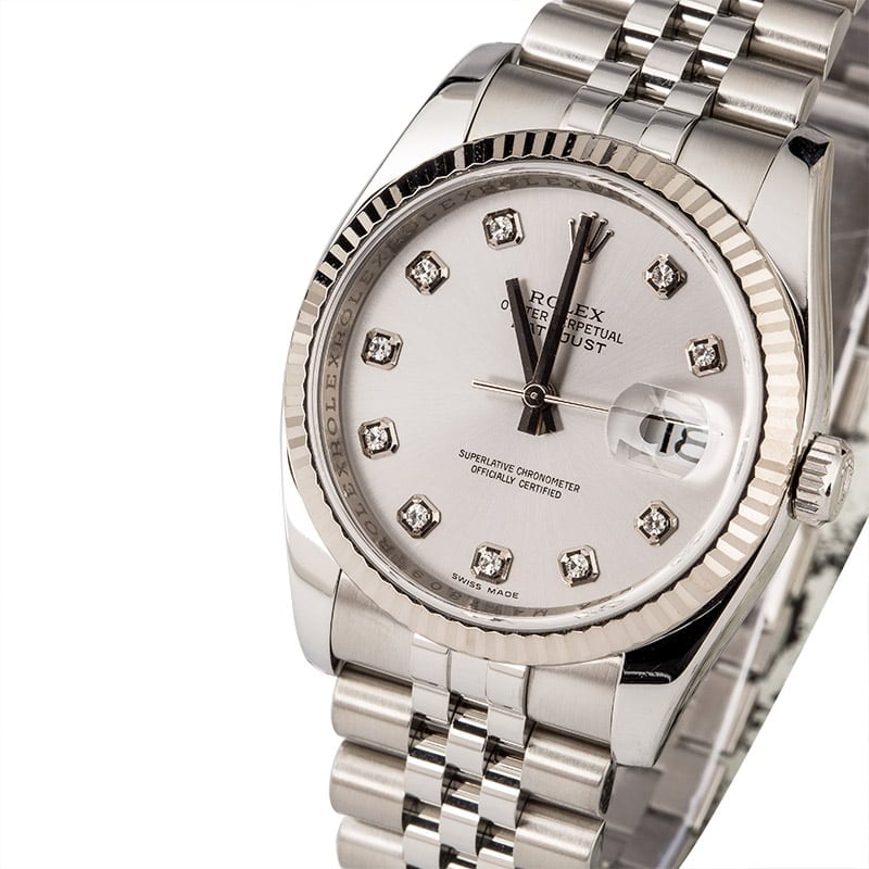 Used Rolex Datejust 116234 Silver Diamond Dial