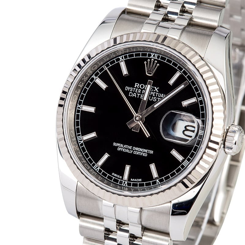 Rolex Datejust 116234 Black Dial Steel Jubilee