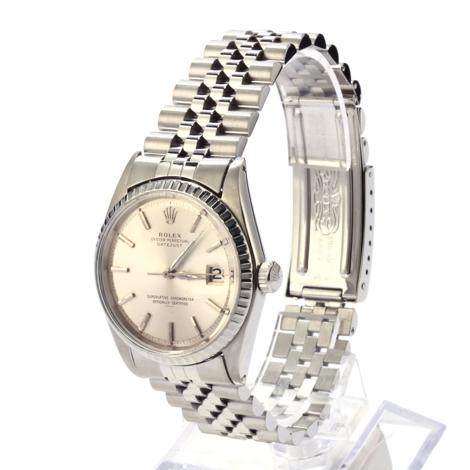 Pre Owned Rolex Datejust 1603 Engine Turned Bezel Steel