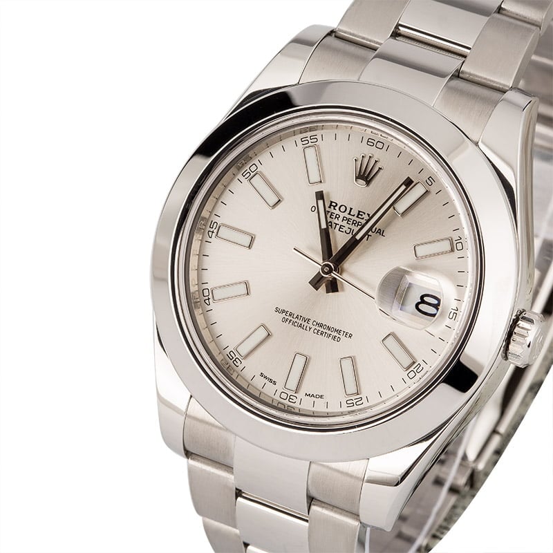 PreOwned Rolex Datejust II Ref 116300 Silver Index Dial