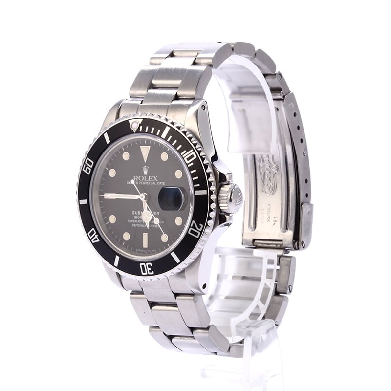 PreOwned Steel Rolex Submariner 16800 Black Tritium Dial