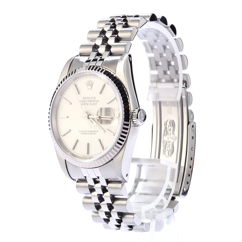 Used Rolex Datejust 16234 Silver Tapestry Index Dial