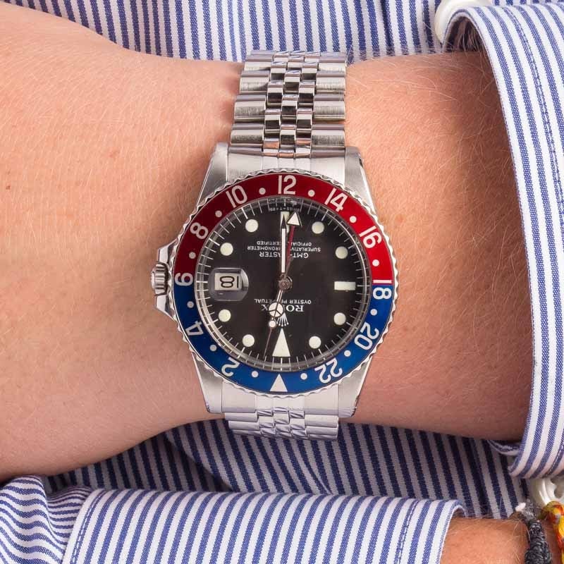 Mens Vintage Rolex GMT-Master 1675 Stainless Steel Pepsi