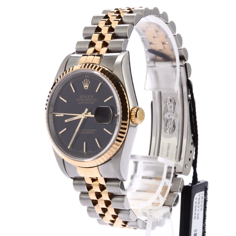 Pre Owned Rolex Two-Tone Datejust Black 16233