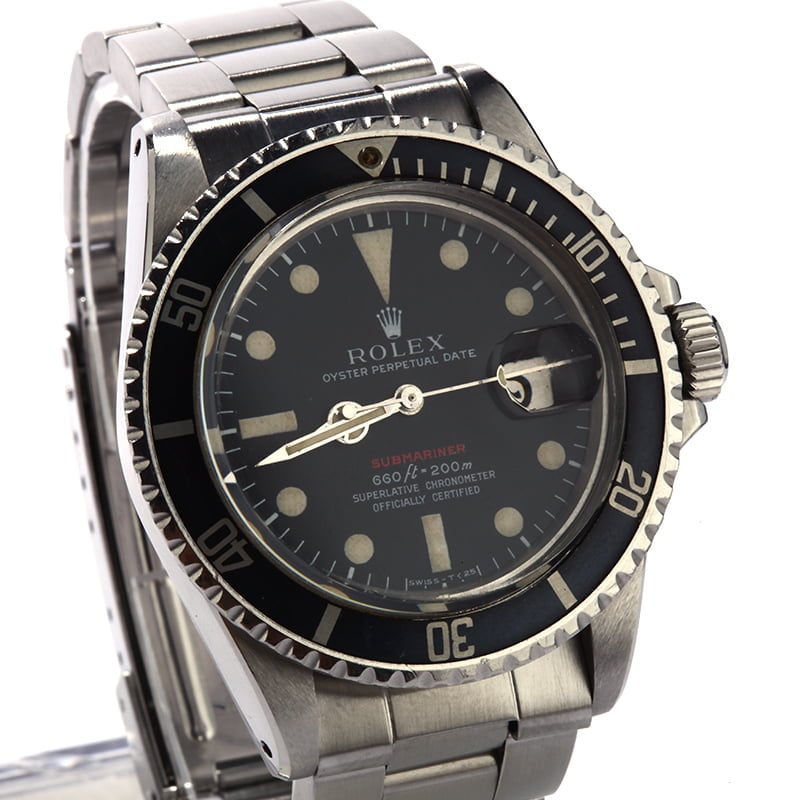 Vintage 1972 Rolex Red Submariner 1680 Black Matte Dial