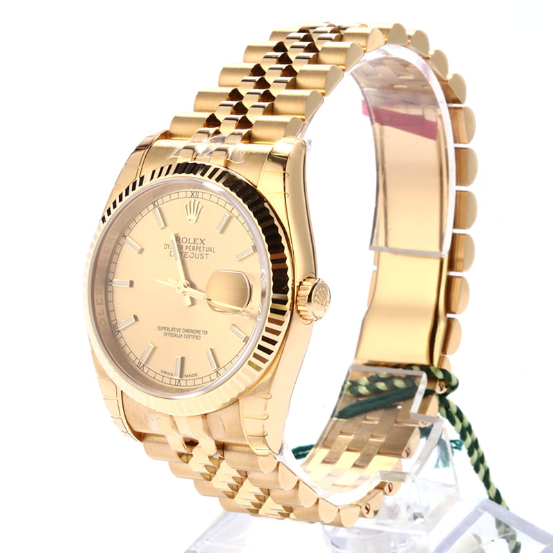 Unworn Rolex Datejust 116238 Yellow Gold Jubilee Band