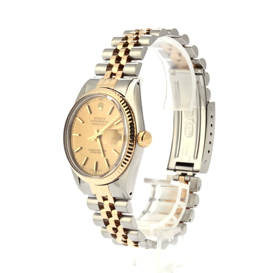 Rolex Two Tone Datejust Champagne Linen Dial 16013