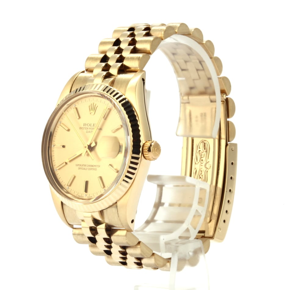 Rolex Date 15037 Champagne Dial Gold Watch