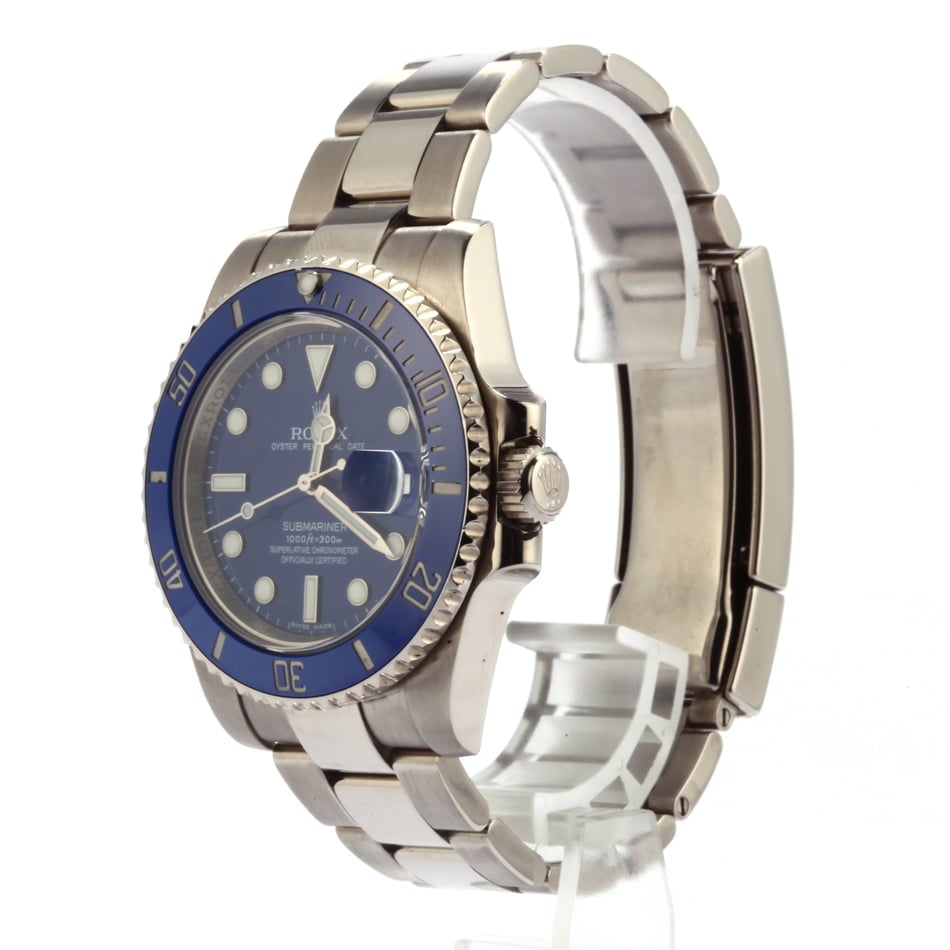 PreOwned Rolex Submariner 116619 White Gold Ceramic Blue Bezel T