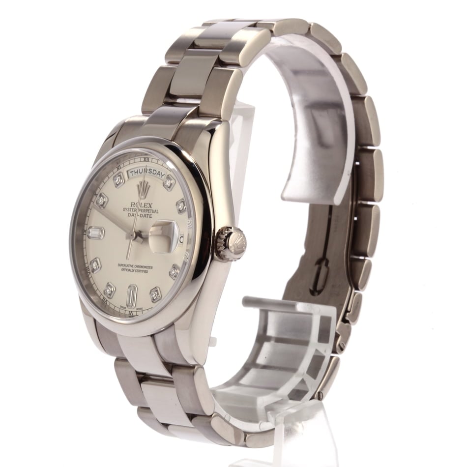 Pre-Owned Rolex 118209 White Gold Day Date Diamond Dial T