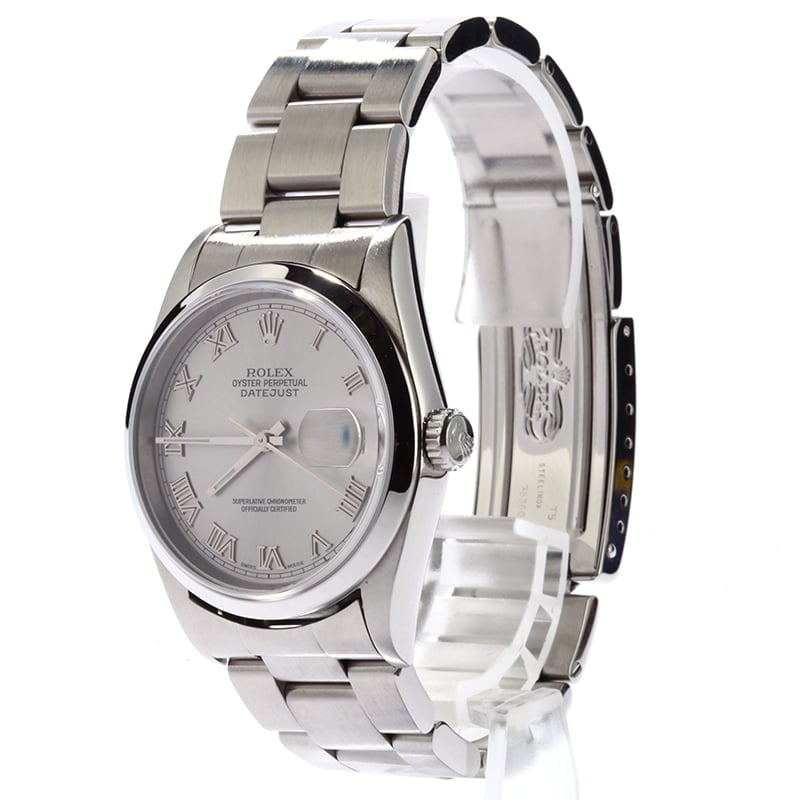 Used Rolex Datejust 16200 Rhodium Roman Dial