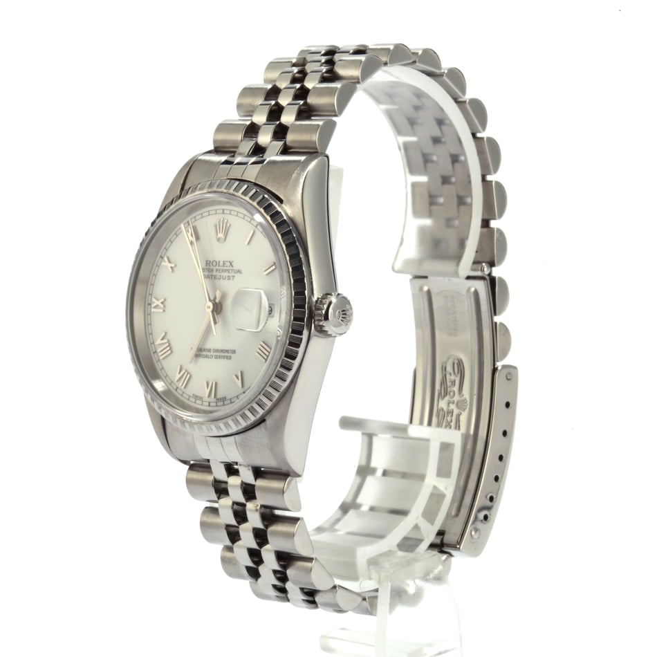 Pre Owned Rolex Steel Datejust 16220 White Roman