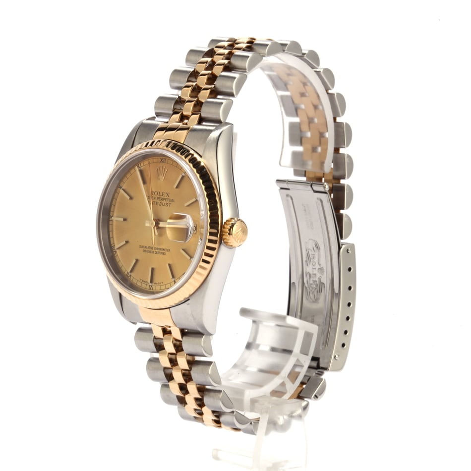 Rolex Datejust 16233 Mens Two Tone Champagne Dial