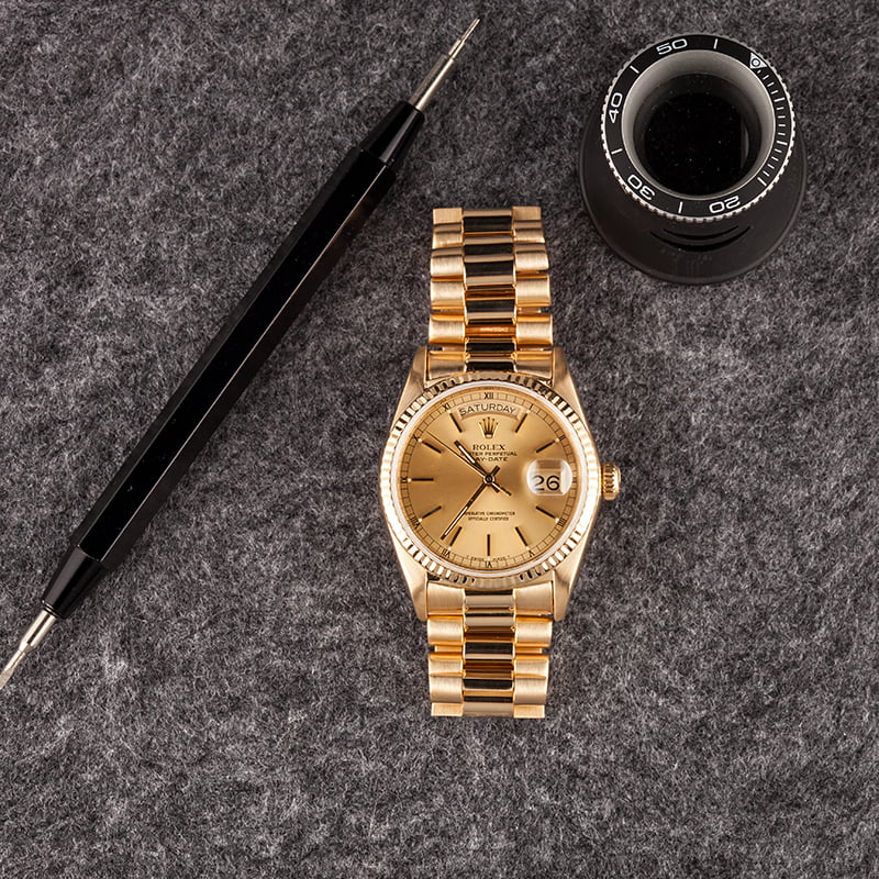 Pre-Owned 36MM Rolex President 18038 Champagne