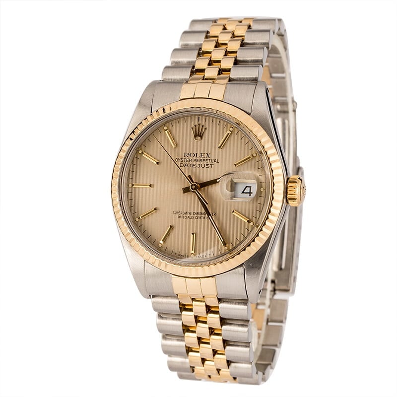 Rolex Datejust 16013 Champagne Tapestry Index Dial