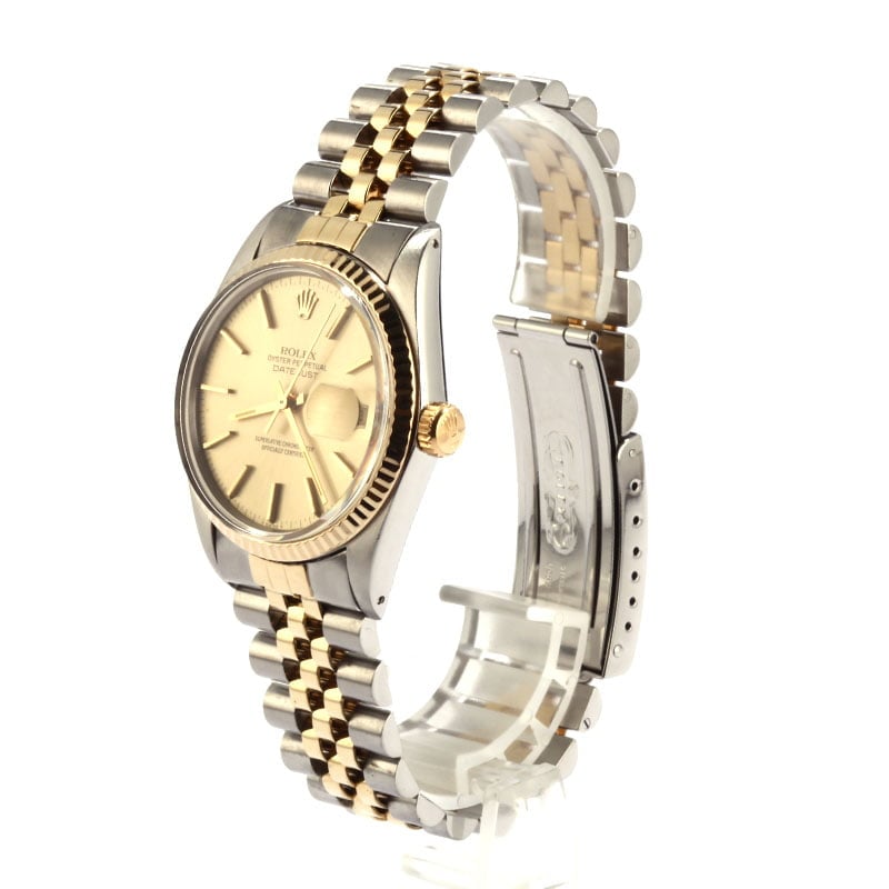 Certified Rolex Datejust 16013 Champagne Index Dial