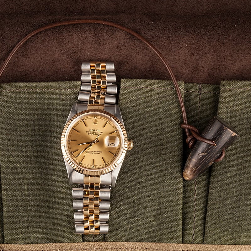 132374 Rolex Two Tone Datejust 16233 Champagne Index Dial