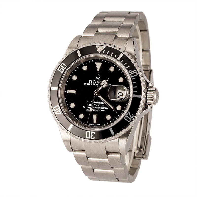 Rolex Submariner 16610 Black Dial No Holes Watch