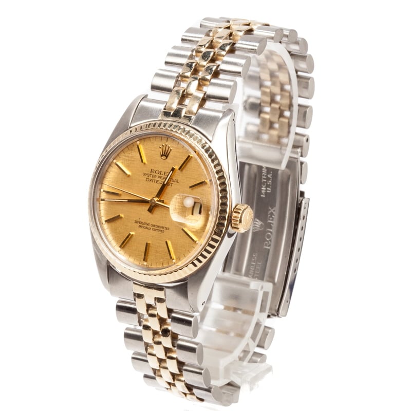 Pre Owned Rolex Datejust 16013 Champagne Linen Dial