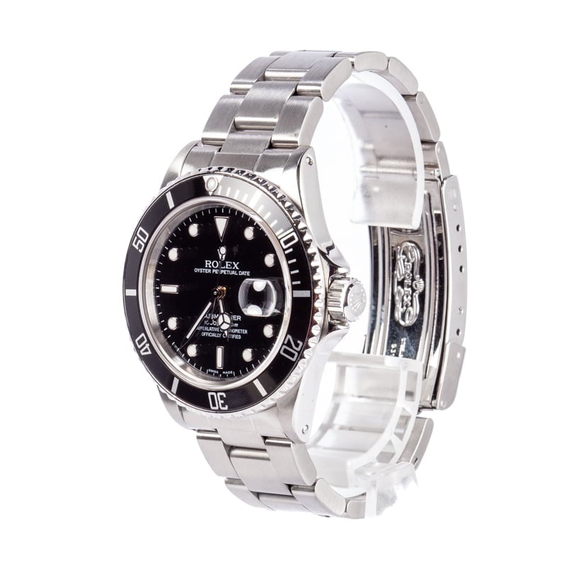 Pre-Owned Rolex Submariner 16800 Black Luminous Dial